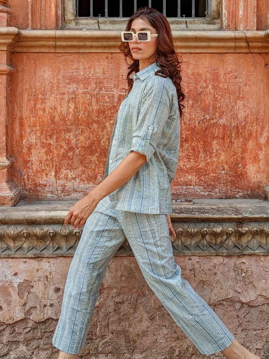 Blue Cotton 3 Piece Co-Ord Set