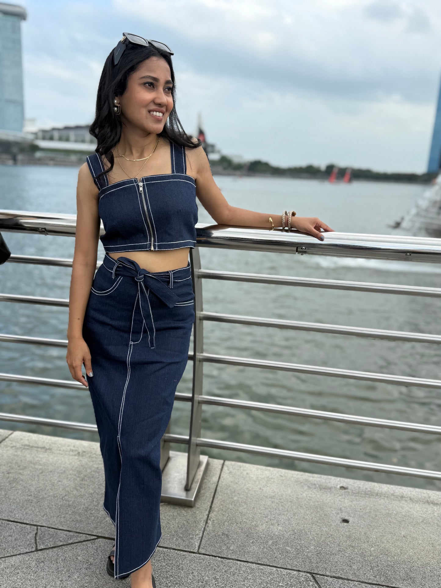 Zip-Front Denim Co-ord Set