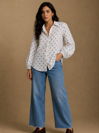Blue Polka Dot Relaxed Shirt