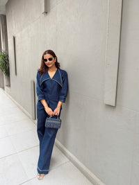 Marine Oversized Collar Denim Set