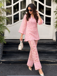 Pink Petal Whisper 3 piece Organza Cor-ord Set