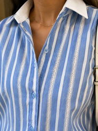 Blue Breeze Oversized Stripe Shirt
