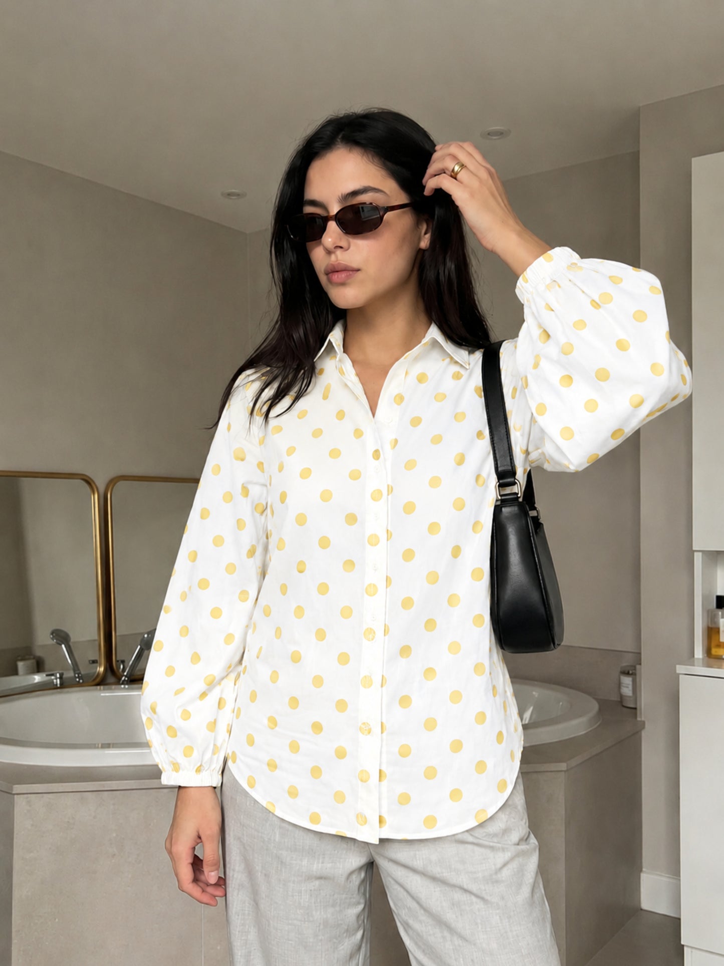 Yellow Polka Dot Relaxed Shirt