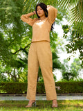 Beige Cotton Jackard Co-Ord Set