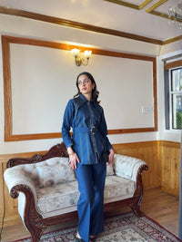 Deep Blue Denim Co-ord Set With Belt