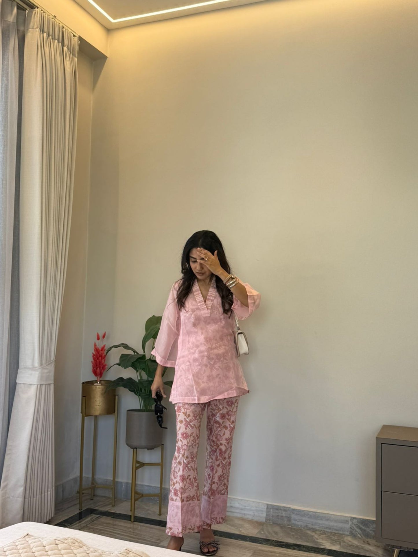 Pink Petal Whisper 3 piece Organza Cor-ord Set