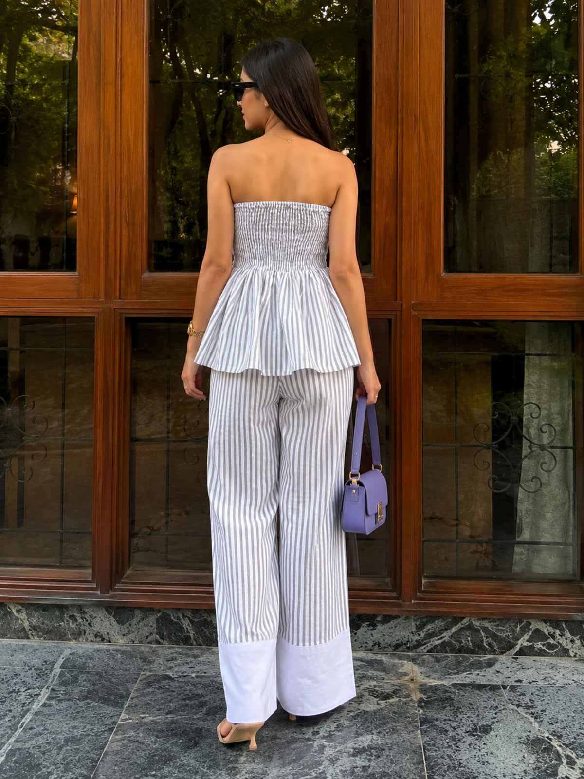 Cloud Grey Stripe Co-ord Set