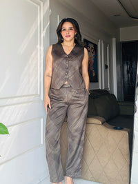 Chocolate Brown Jam Cotton Waistcoat Set