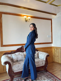 Deep Blue Denim Co-ord Set With Belt