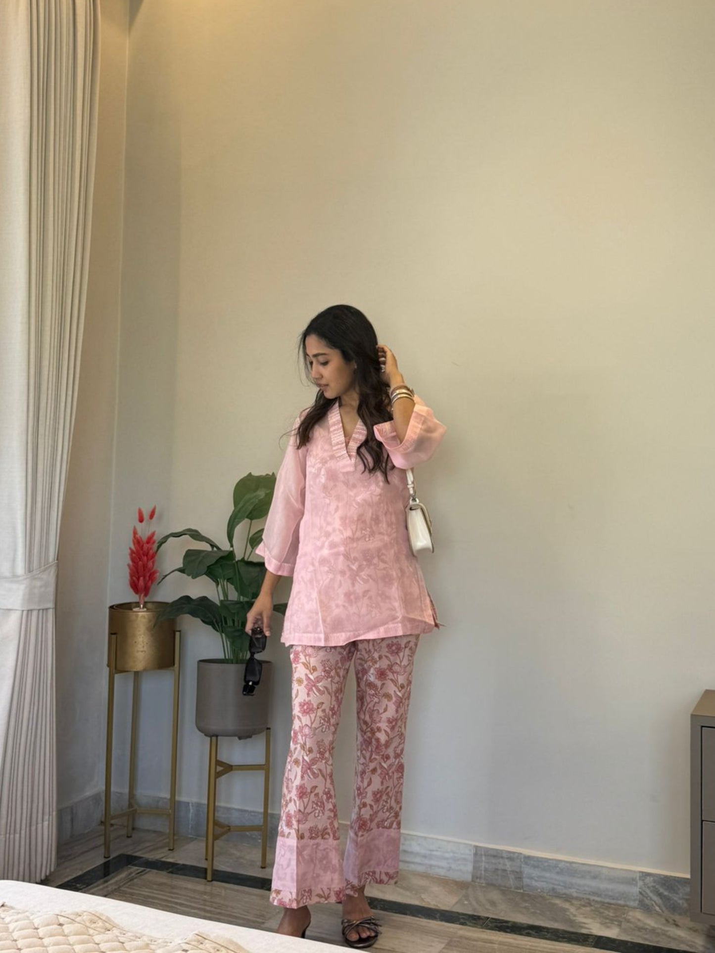 Pink Petal Whisper 3 piece Organza Cor-ord Set