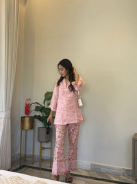 Pink Petal Whisper 3 piece Organza Cor-ord Set