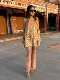 Peach Flare Co-ord Set with applique