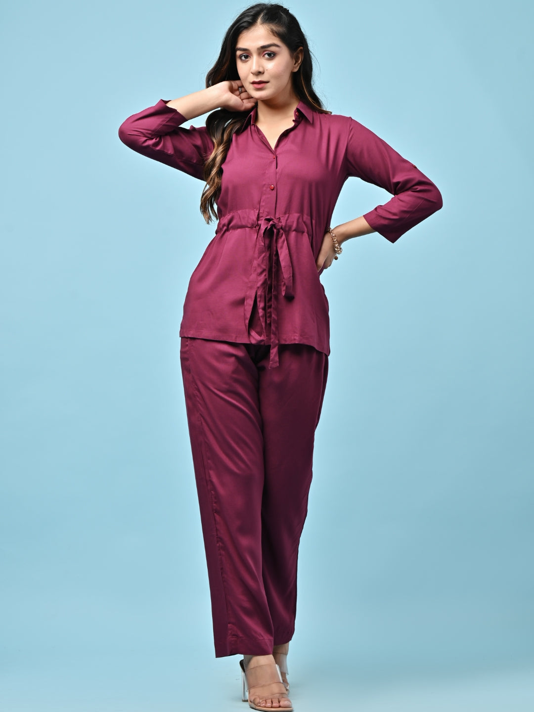Solid Royal Wine Co-ord Set