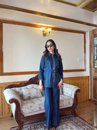 Deep Blue Denim Co-ord Set With Belt