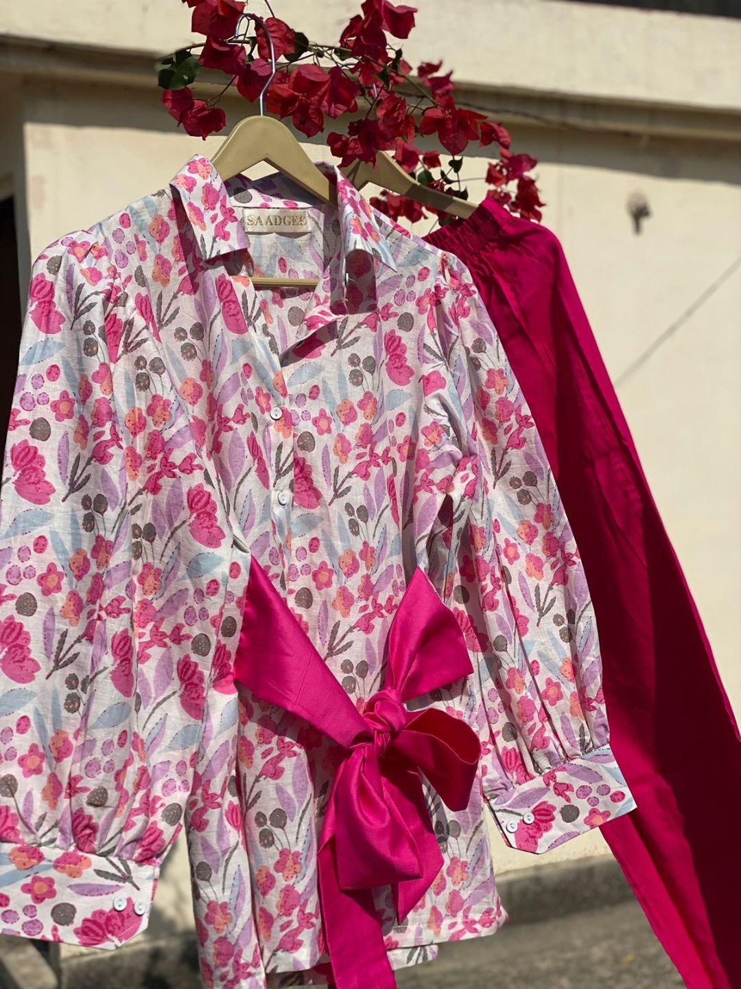 Floral Shirt With Bow