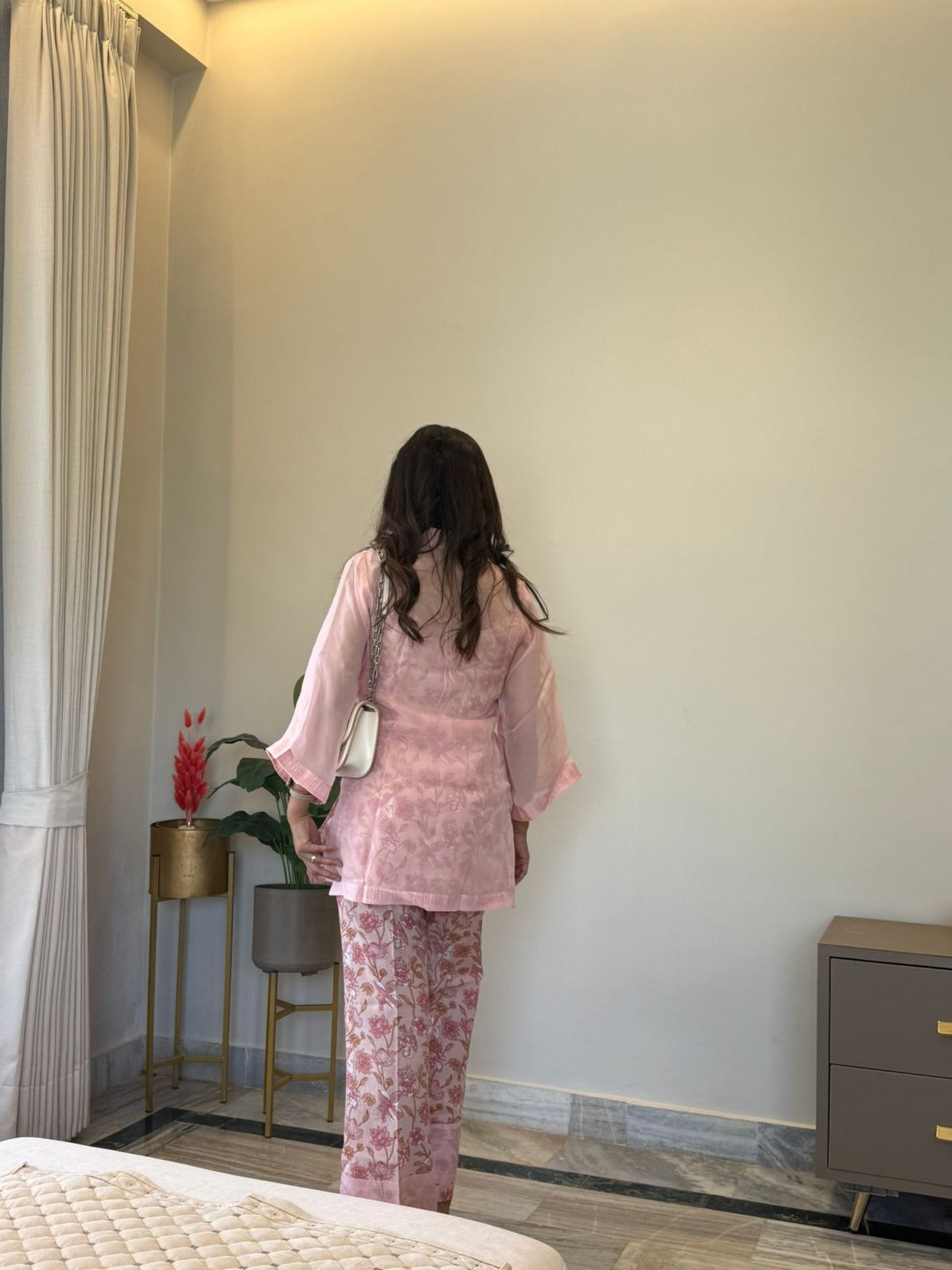 Pink Petal Whisper 3 piece Organza Cor-ord Set