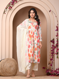 Off-white 3 Pc Chinnon & Shantoon Suit Set