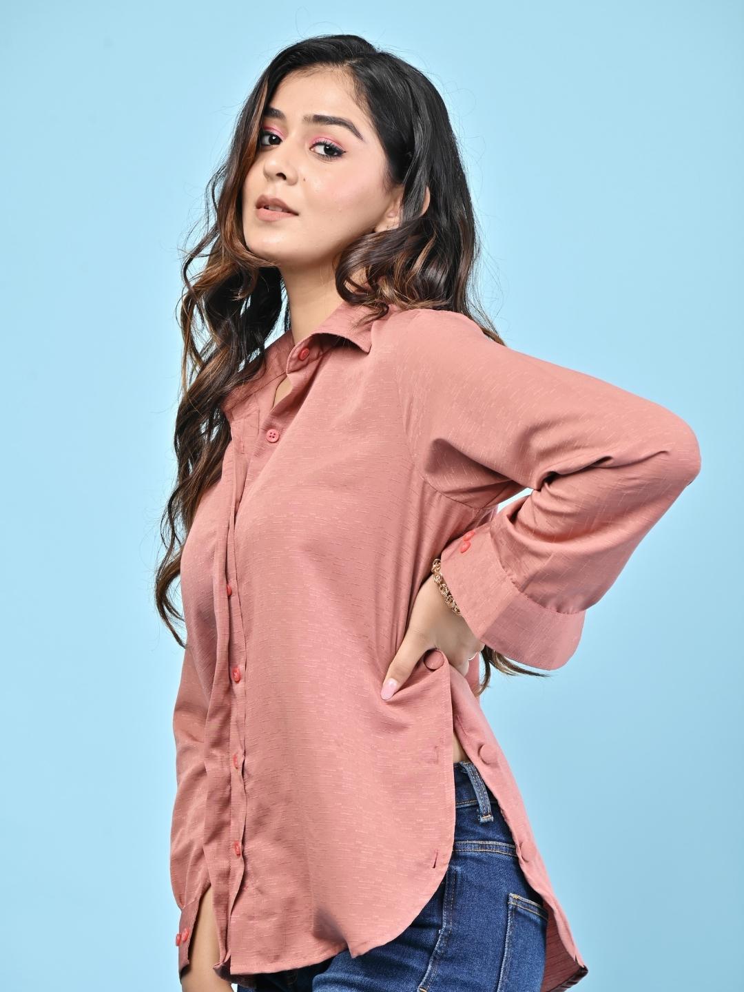 Peach Open Button Up Shirt