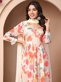 Off-white 3 Pc Chinnon & Shantoon Suit Set