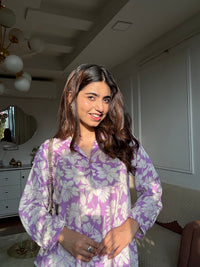 Purple Pure Cotton Floral Printed Co-ord Set