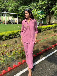 Italian Crepe Pink Palm Tree Co-Ord Set