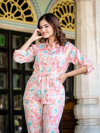 Pink Jam Cotton Floral Print Co-Ord Set