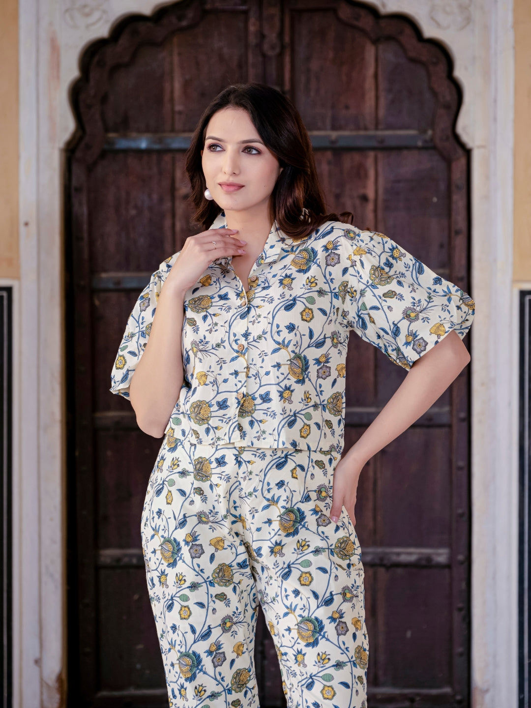 Blue Floral Print Co-Ord Set