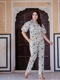 Blue Floral Print Co-Ord Set