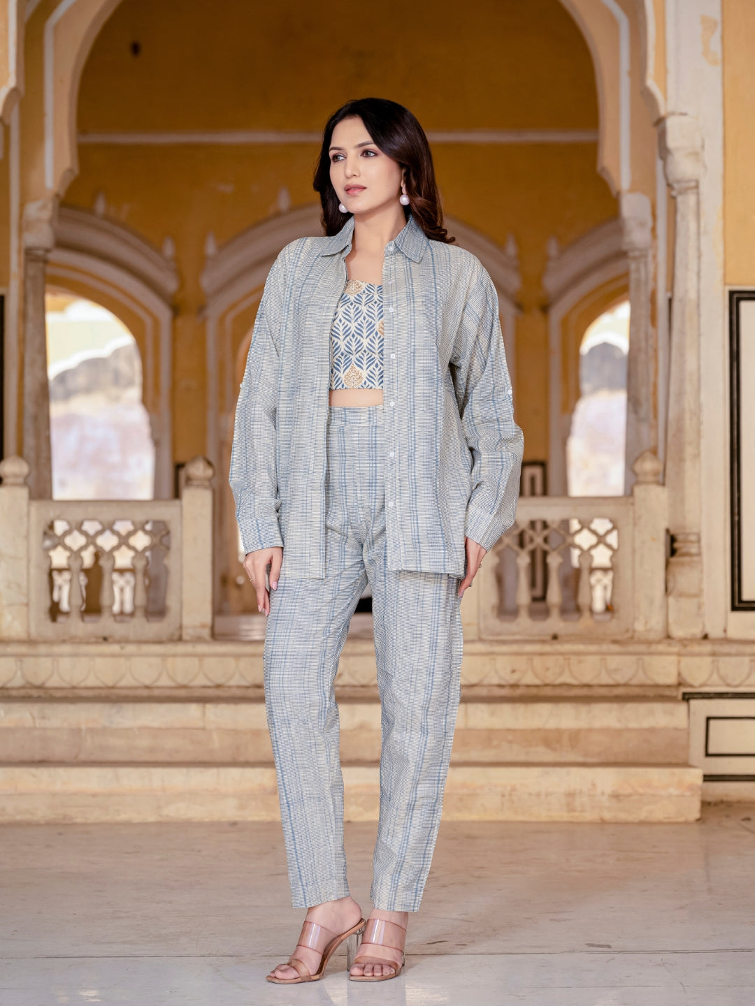 Blue Cotton 3 Piece Co-Ord Set