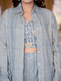 Blue Cotton 3 Piece Co-Ord Set