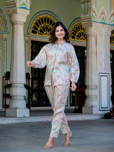 Ikkat Jam Cotton Co-Ord Set