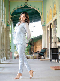 Powder Blue Summer Silk Co-Ord Set