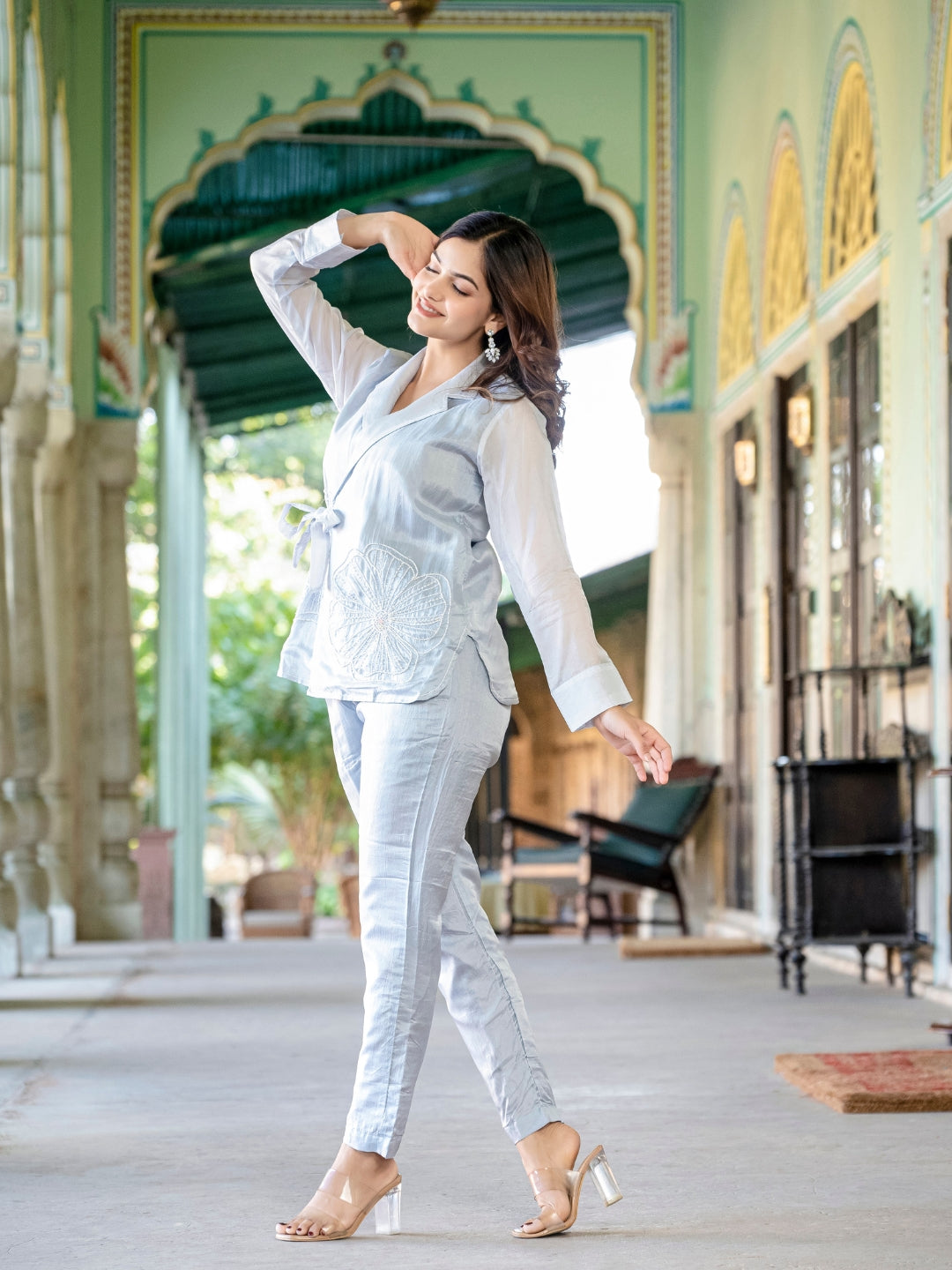 Powder Blue Summer Silk Co-Ord Set