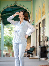 Powder Blue Summer Silk Co-Ord Set