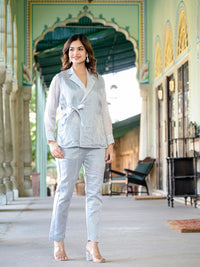 Powder Blue Summer Silk Co-Ord Set