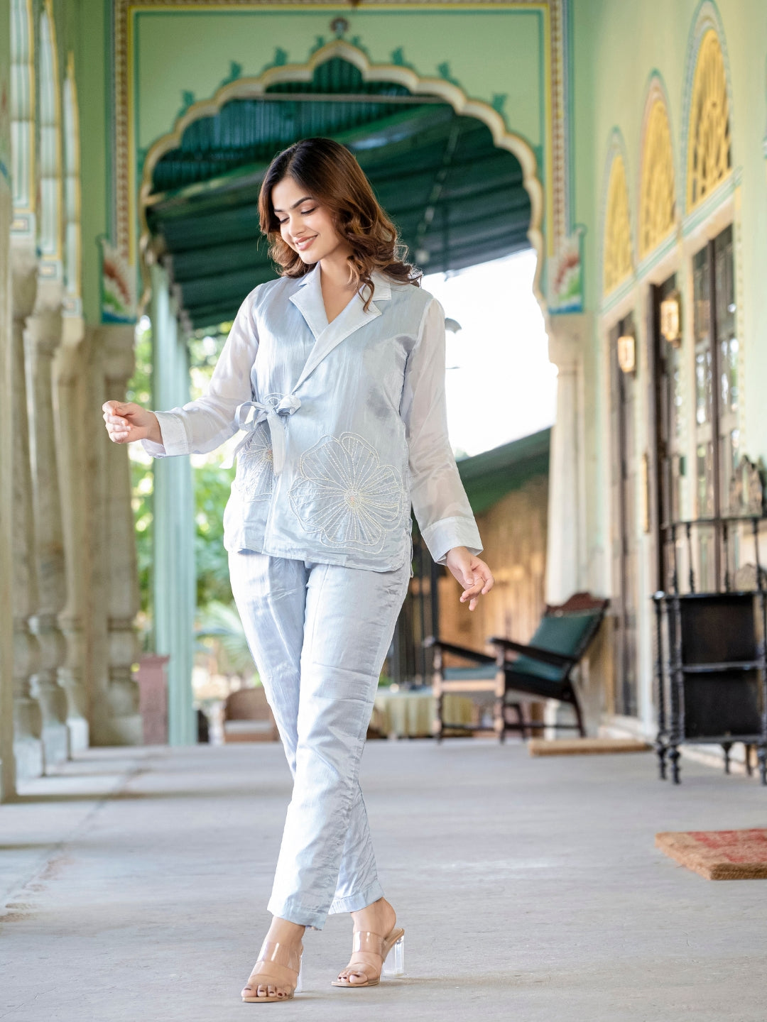 Powder Blue Summer Silk Co-Ord Set