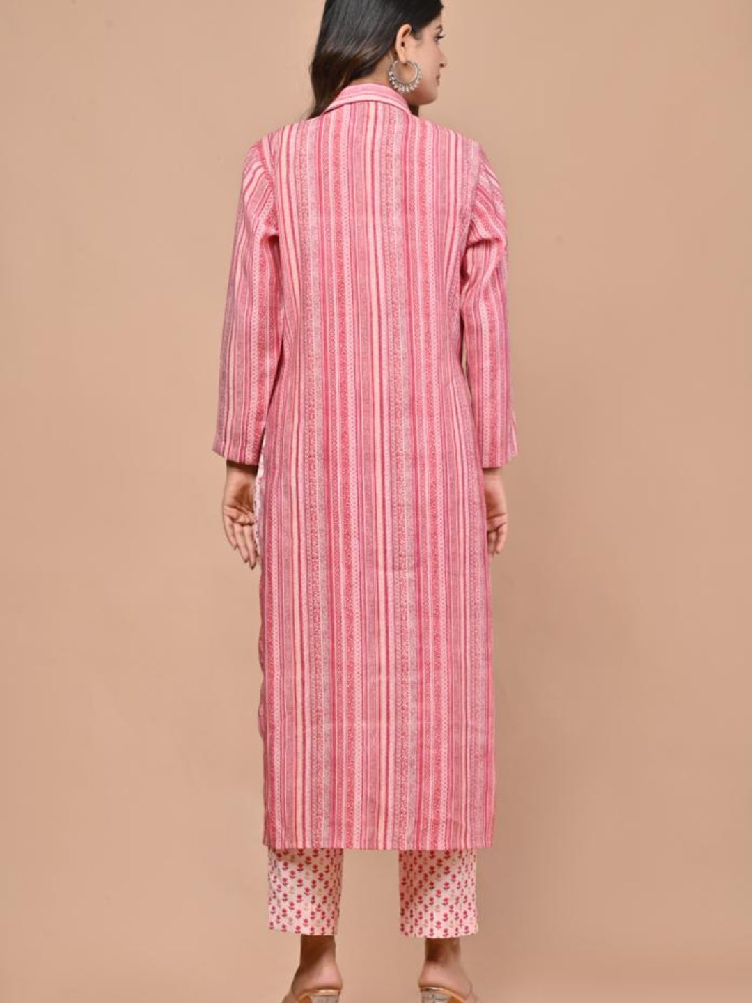 Pink Printed Co-ord Set With Shrug