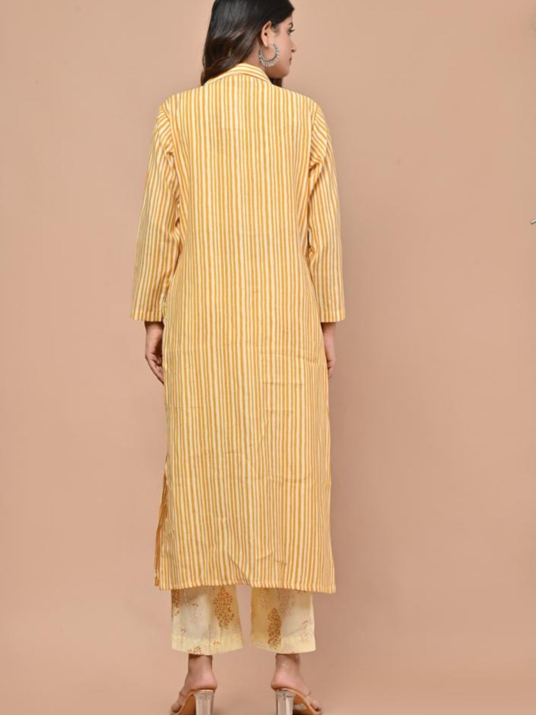 Yellow Printed Co-ord Set With Shrug