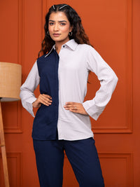 Italian Crepe Blue Grey Co-Ord Set