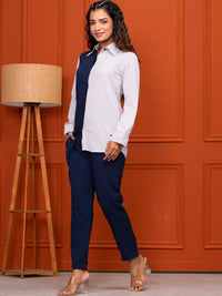 Italian Crepe Blue Grey Co-Ord Set