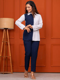 Italian Crepe Blue Grey Co-Ord Set