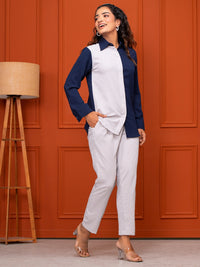 Italian Crepe Grey Blue Co-Ord Set