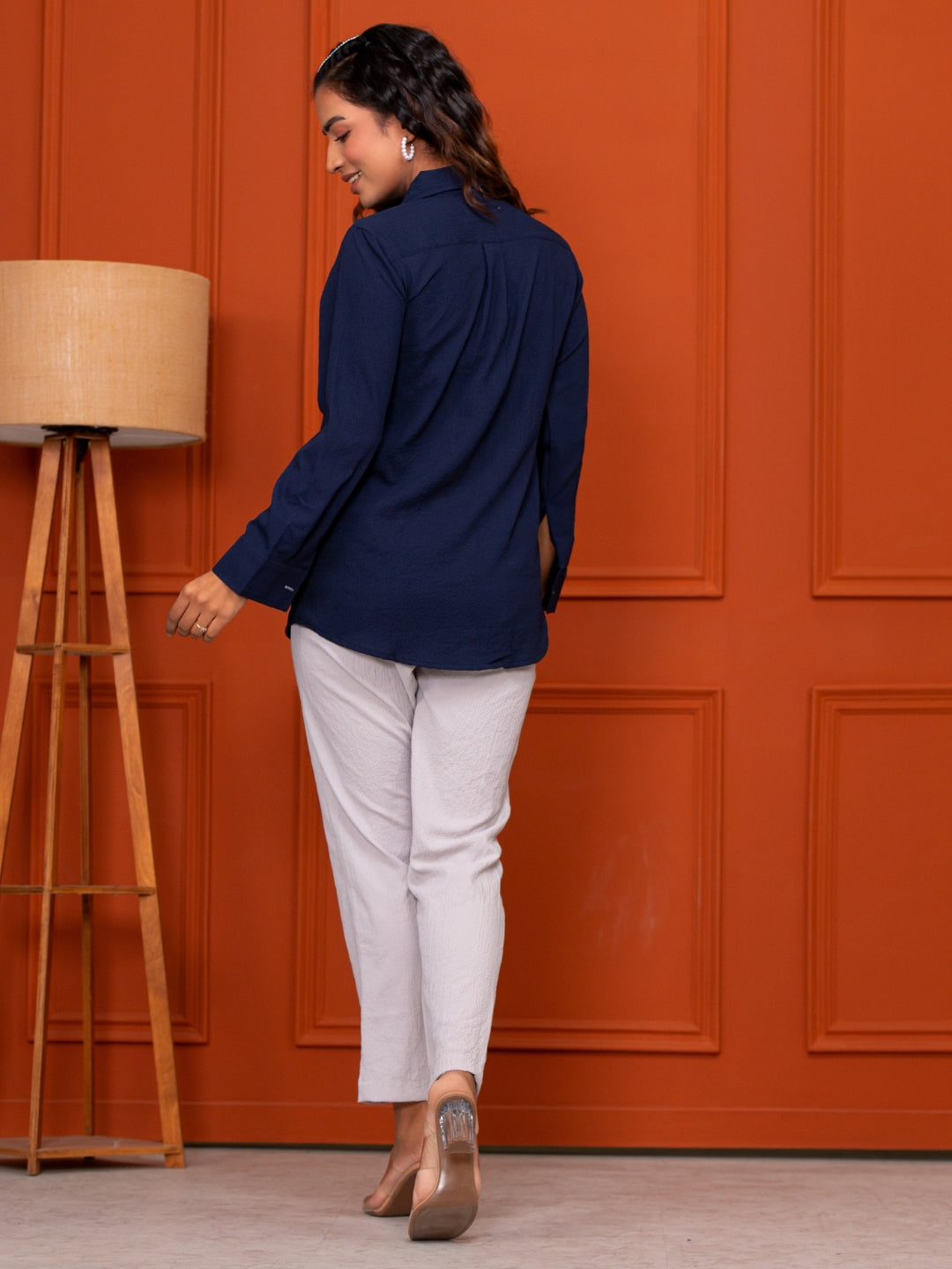 Italian Crepe Grey Blue Co-Ord Set