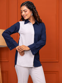 Italian Crepe Grey Blue Co-Ord Set