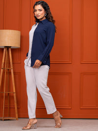 Italian Crepe Grey Blue Co-Ord Set