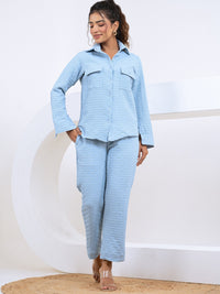 Pop Jacquard Blue 2 Pockets Co-Ord Set
