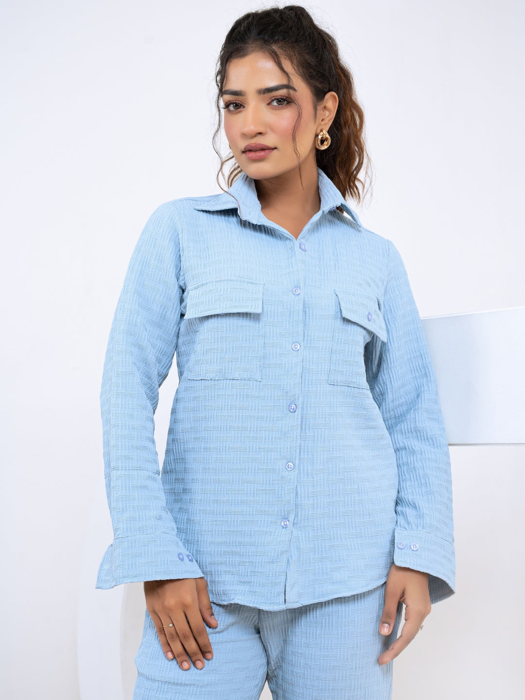 Pop Jacquard Blue 2 Pockets Co-Ord Set