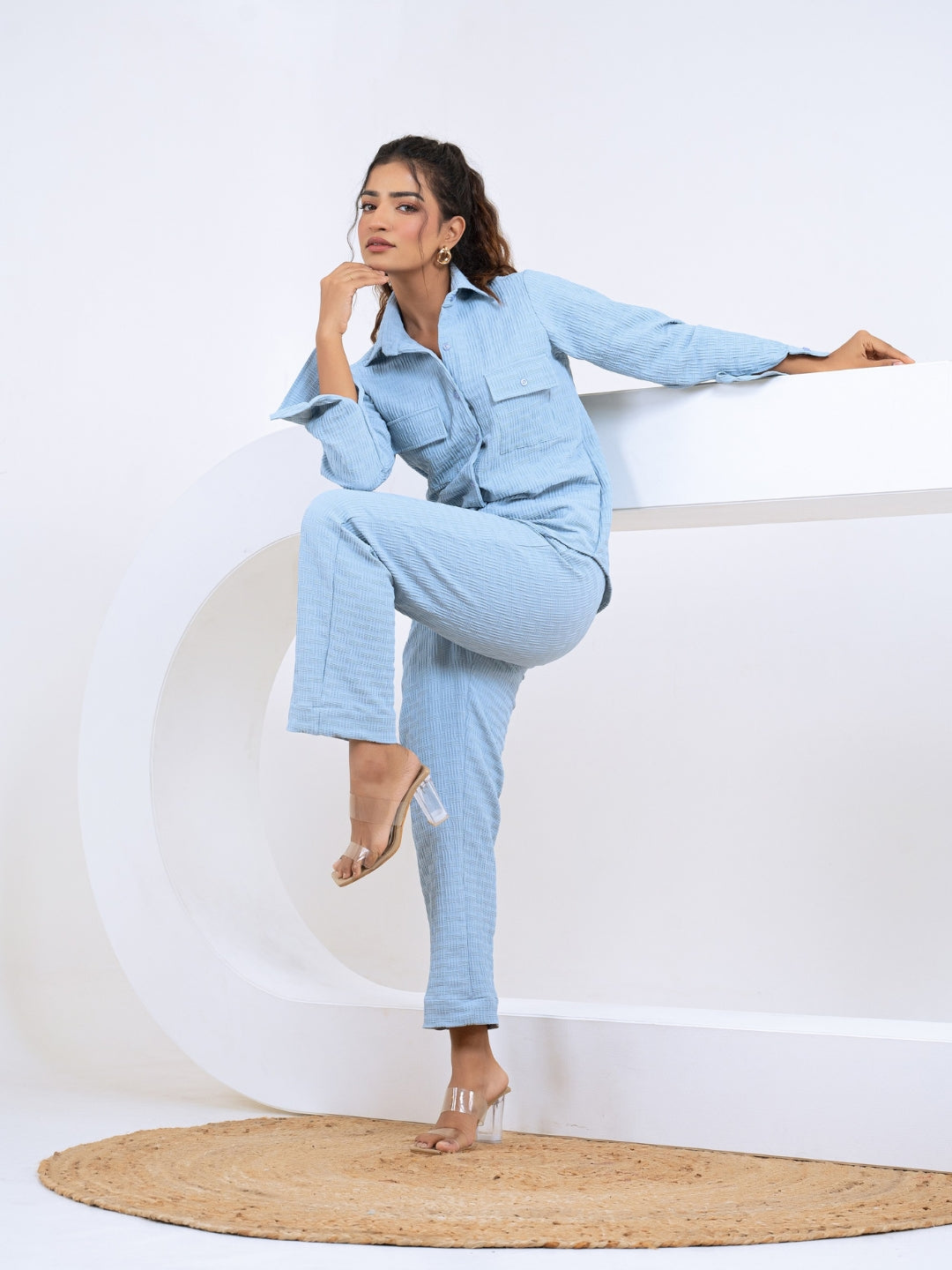 Pop Jacquard Blue 2 Pockets Co-Ord Set