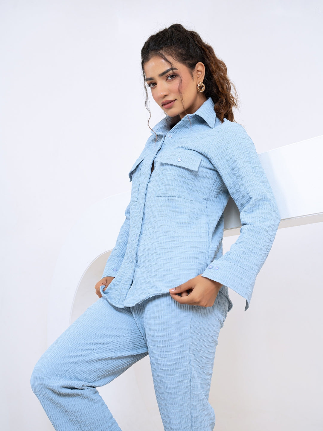 Pop Jacquard Blue 2 Pockets Co-Ord Set