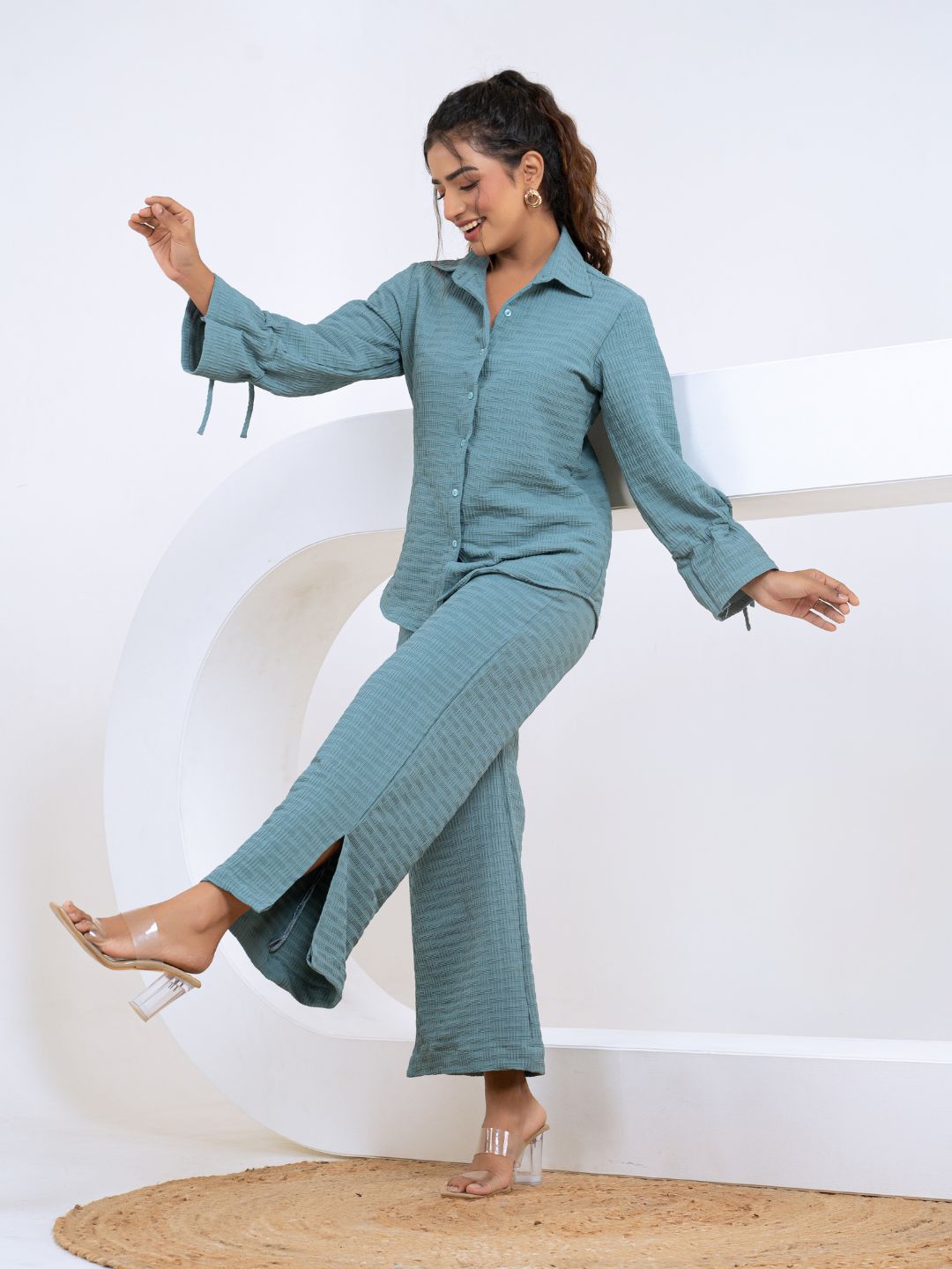 Pop Jacquard Turquoise Co-Ord Set